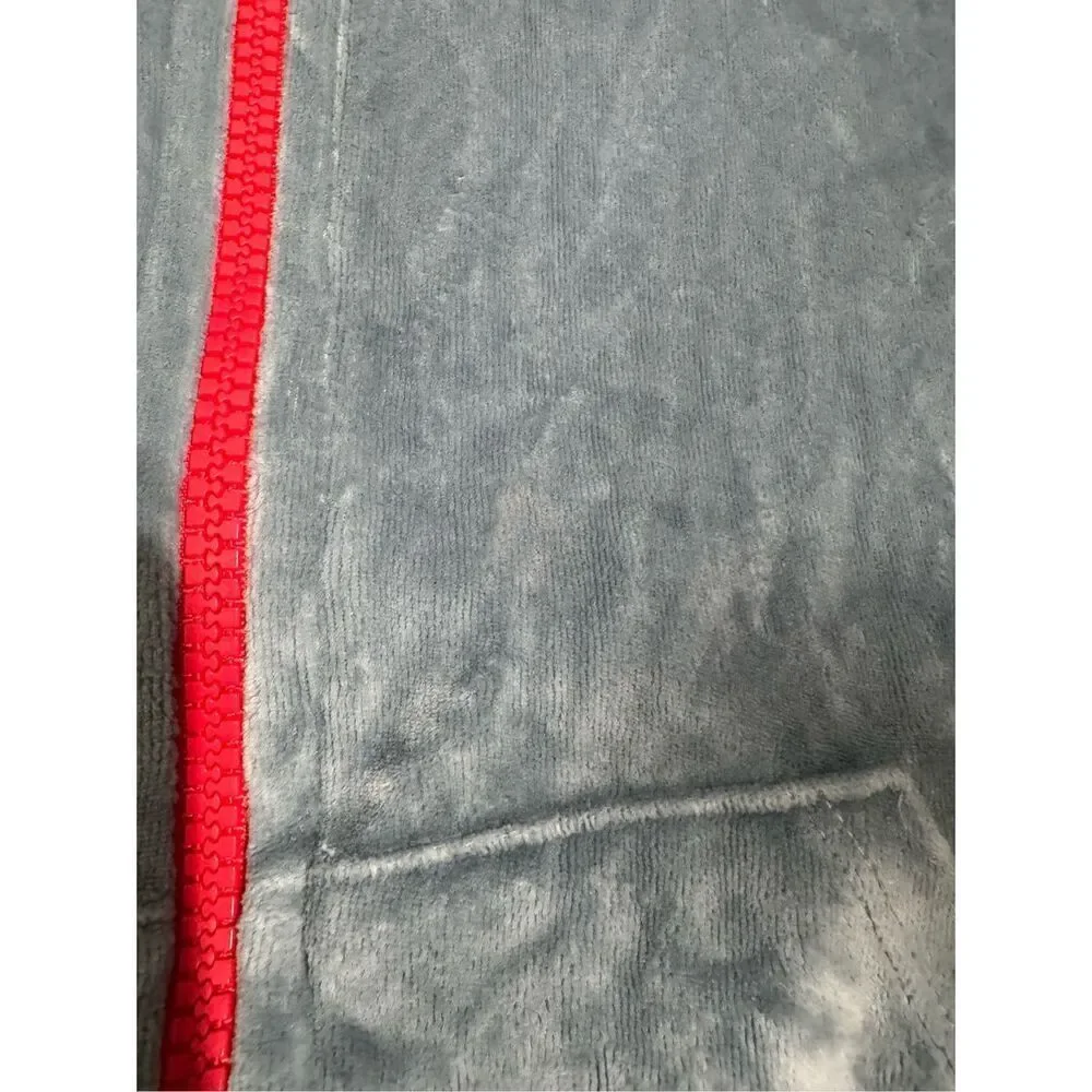 Sundry Zip Up Hoodie Velour Light Blue W/ Red Zipper Size 1 Small